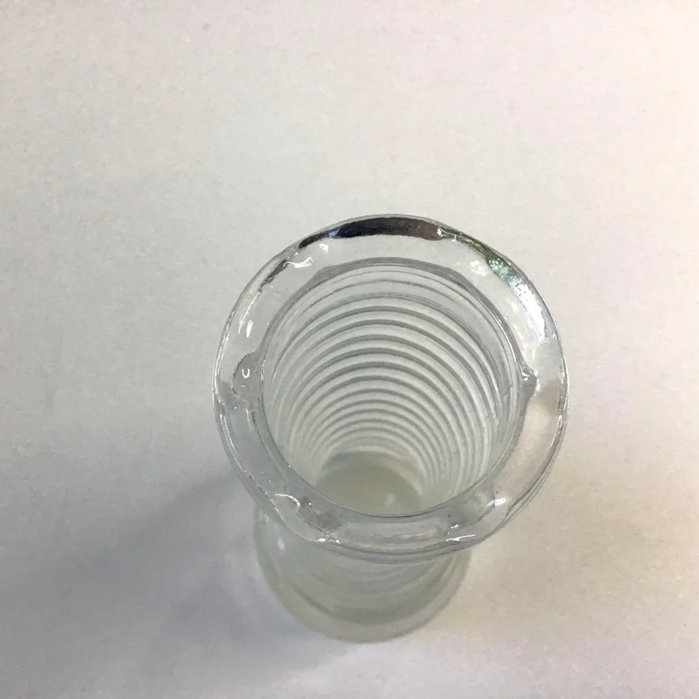 Vintage Randall Beehive Clear Glass Bud Vase 9” Ribbed Ringed Design Notched Rim - Picture 5 of 6